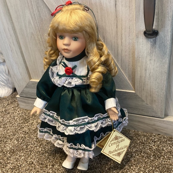 Soft Expressions 12” Genuine Fine Bisque Porcelain Doll Christmas - Picture 2 of 11